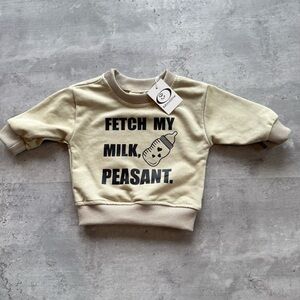 NWT MiniOlie Fetch My Milk Peasant Sweatshirt 0-3 Months